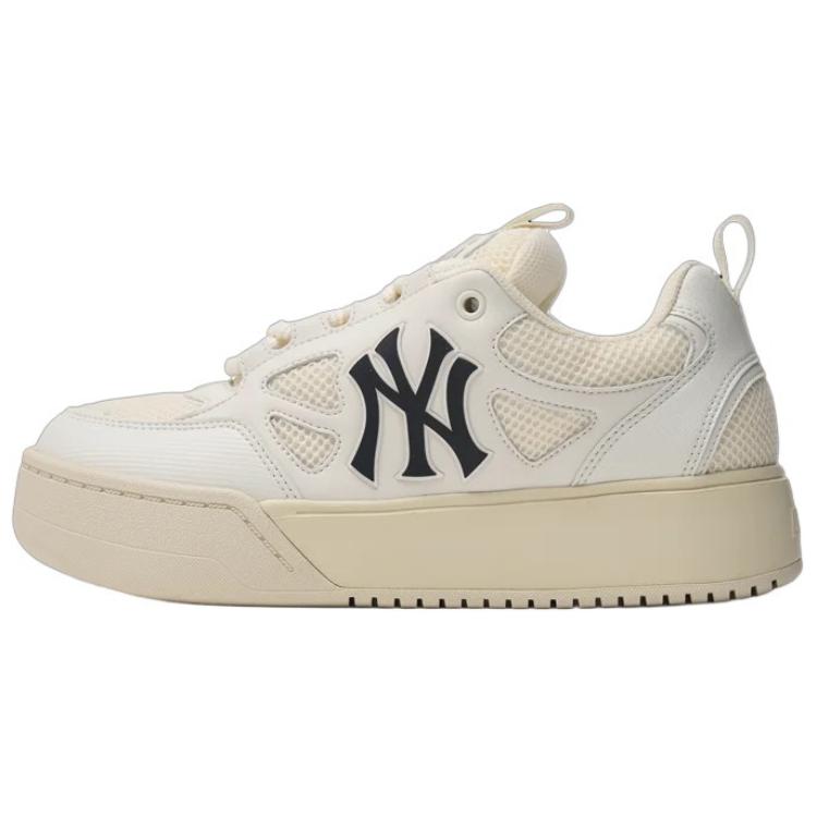 MLB Chunky Wide Anti Slip Wear Resistant Low Top Skateboard Shoes Unisex White Black
