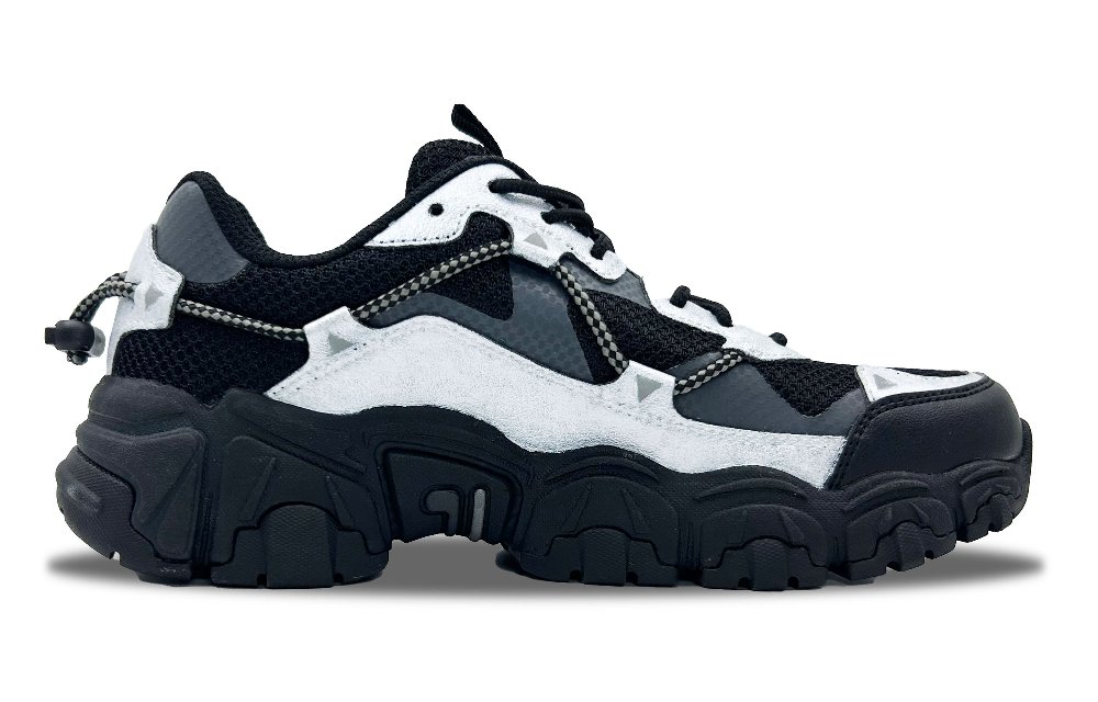 FILA Cat Claw Anti Slip And Wear Resistant Breathable Low Top Casual Shoes Unisex Black Silver
