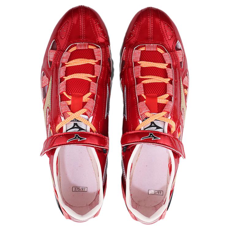 Mizuno Anti-Slip Wear-Resistant Low-Top Sprint Running Shoes Unisex Red Gold Black