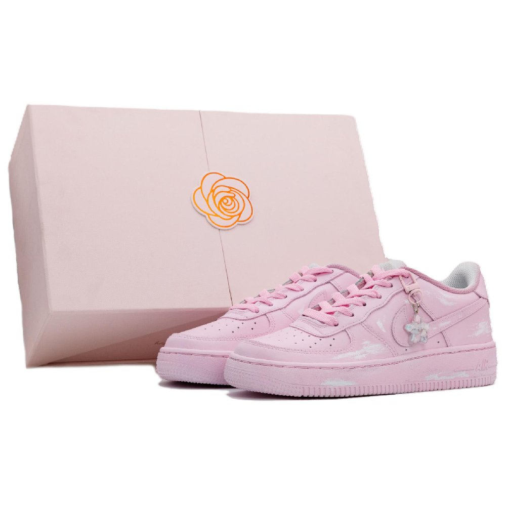 Nike Air Force 1 Sweet Pink Starlight Cushioning, Wear Resistant Low Top Skateboard Shoes Men's Pink