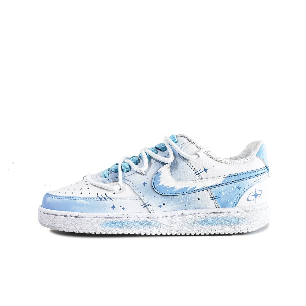 Nike Court Vision Anti Slip Wear Resistant Low Top Skateboard Shoes Unisex Blue White