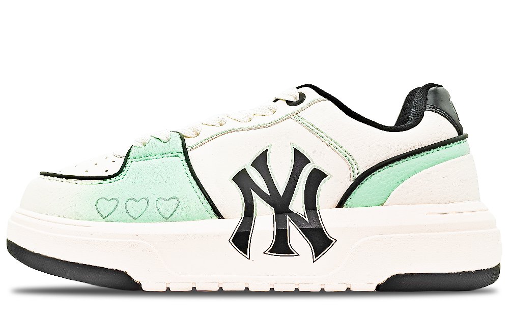 MLB Chunky Liner Wear-Resistant Height Increasing Low-Top Skateboard Shoes Women's Green White