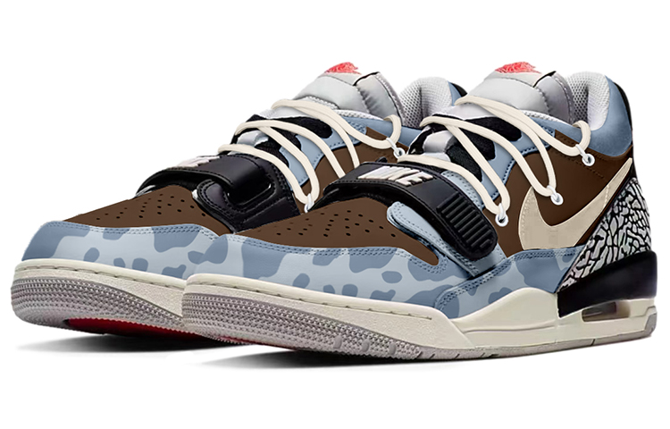 Jordan Legacy 312 Low High Top Vintage Basketball Shoes Men's Brown Blue