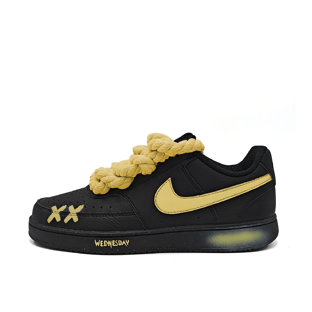 Nike Court Vision Non-slip Lightweight Low-Top Skateboard Shoes Unisex Black Yellow