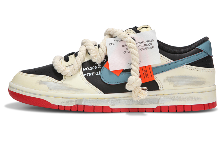 Nike Dunk Low Low-Top Skateboard Shoes Unisex Black White Blue