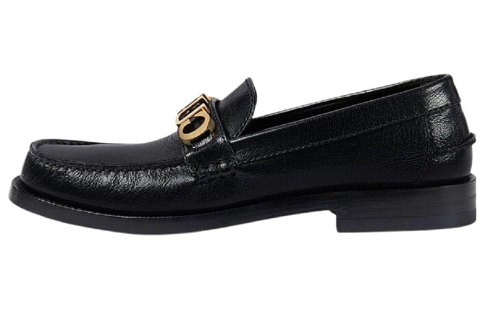 GUCCI Logo Loafers Black Leather Women's