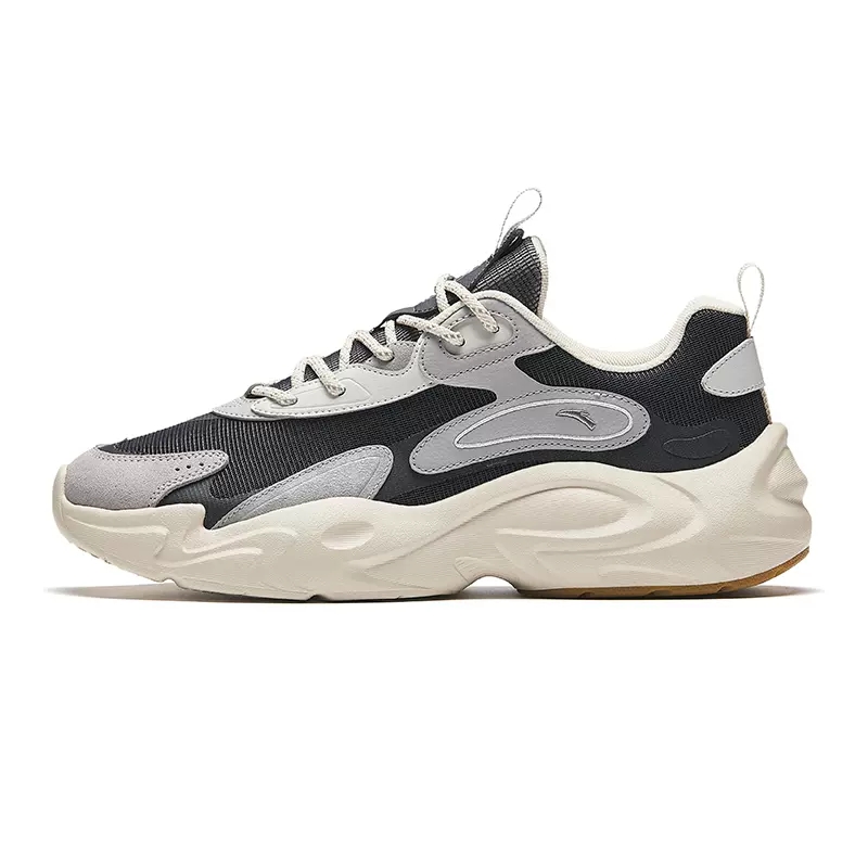 Anta Xingyun Anti-Slip Wear-Resistant Low-Top Chunky Sneakers Men's Black Gray
