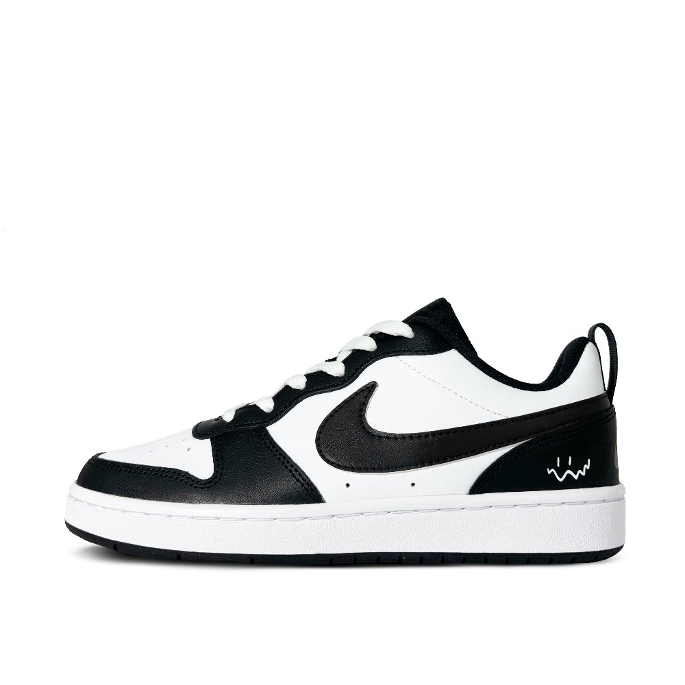 Nike Court Borough Smiley Face Anti Slip And Wear Resistant Lightweight Low Top Skateboard Shoes Women's Black White