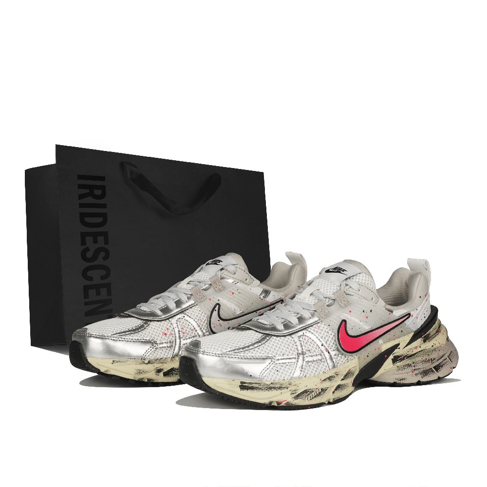 Nike V2K Run Slip Resistant Low Top Running Shoes Unisex Silver