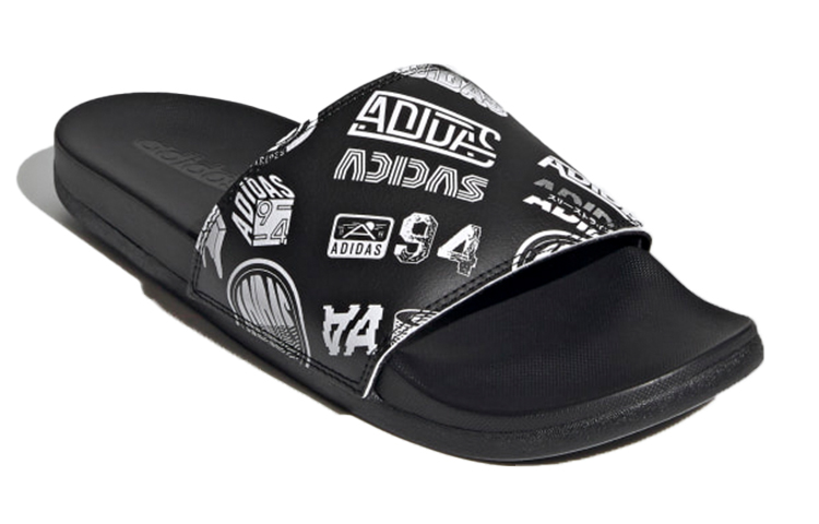Adilette Adidas Comfort Slide 'All Over Logos Black' купить в интернет-магазине Yoocart с быстрой доставкой по России.