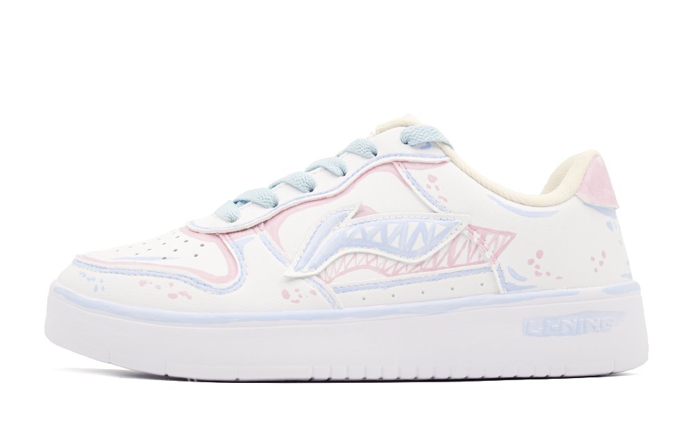 LiNing Pontoon Boats Abrasion Resistant Breathable Height Increasing Low Top Skateboard Shoes Women's White