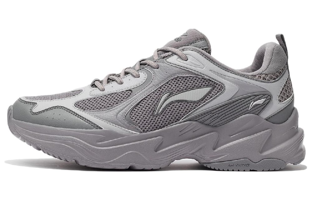 LiNing Running Collection Cushioning And Breathable Low top Running Shoes Men's Gray