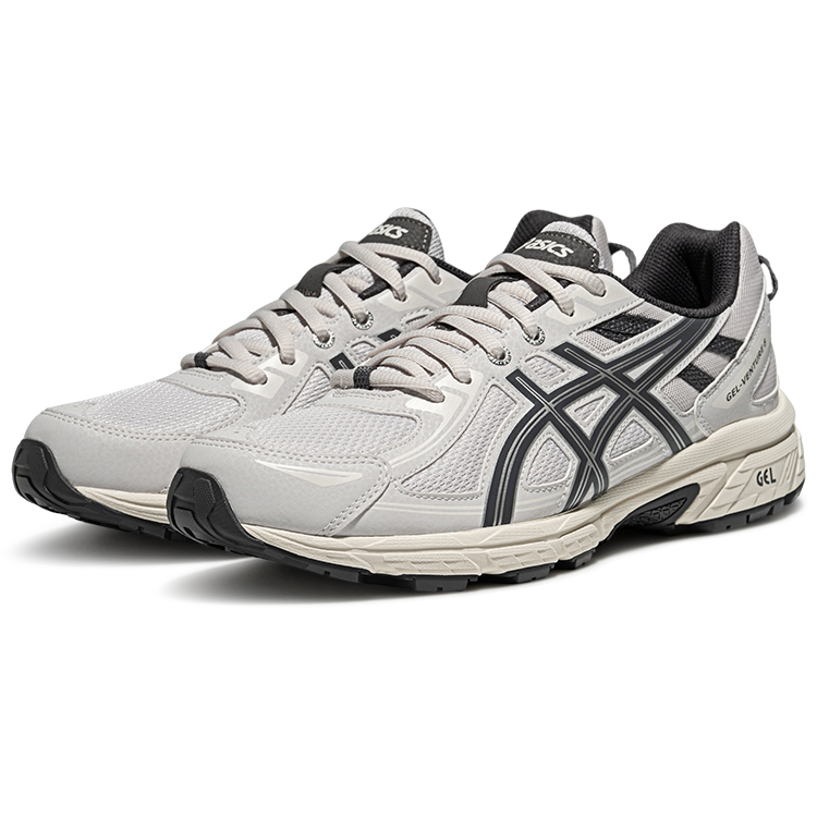 Asics Gel-Venture 6 Cushioned Slip-Resistant Low-Top Running Shoes Men's Gray White