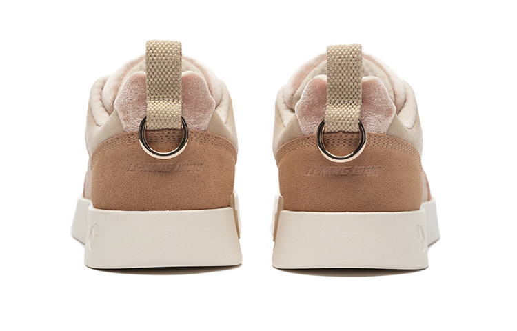 LI-NING 1990 Wind Chimes Anti-Slip Wear-Resistant Low-Top Skateboard Shoes Women's Creamy Brown