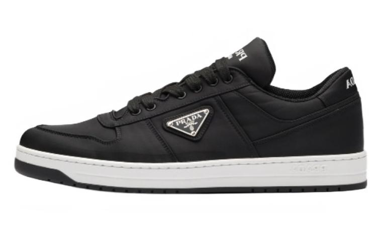 PRADA Re Nylon Gabardine Low Top Sneakers Black Black White