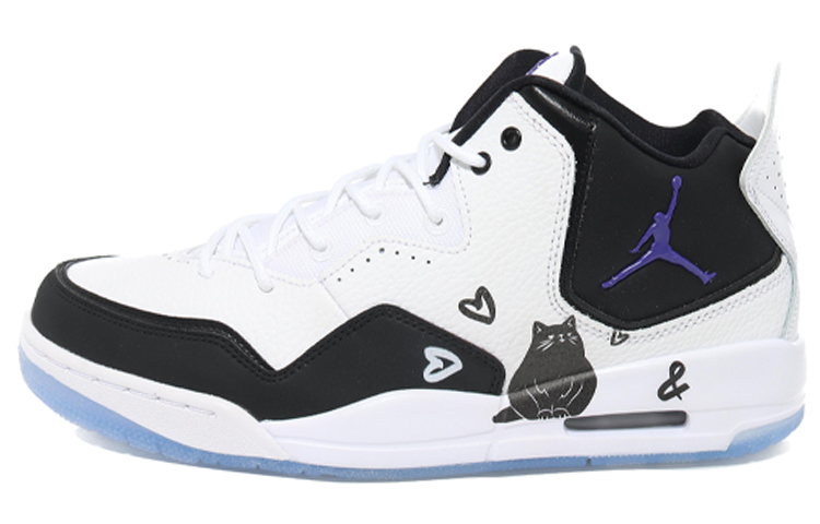 Jordan Courtside 23 Cushioning Mid-Top Vintage Basketball Shoes Men's Black White