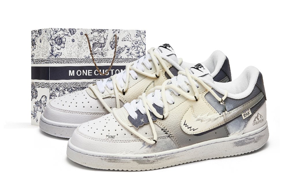 Nike Court Vision 1 M ONE Winter Snow Box Anti-Slip Wear-Resistant Low-Top Skateboard Shoes Men's Gray White Beige