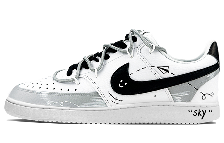 Nike Court Vision 1 Skateboard Shoes Men's Low Top White/Black/Gray