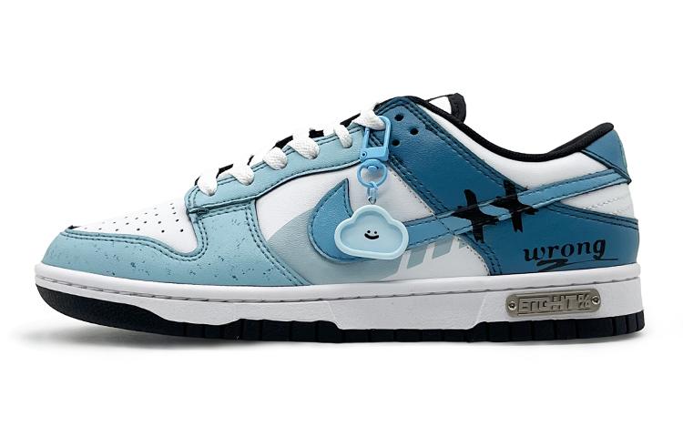Nike Dunk Low Anti-Slip Wear-Resistant Low-Top Skateboard Shoes Women's White Blue
