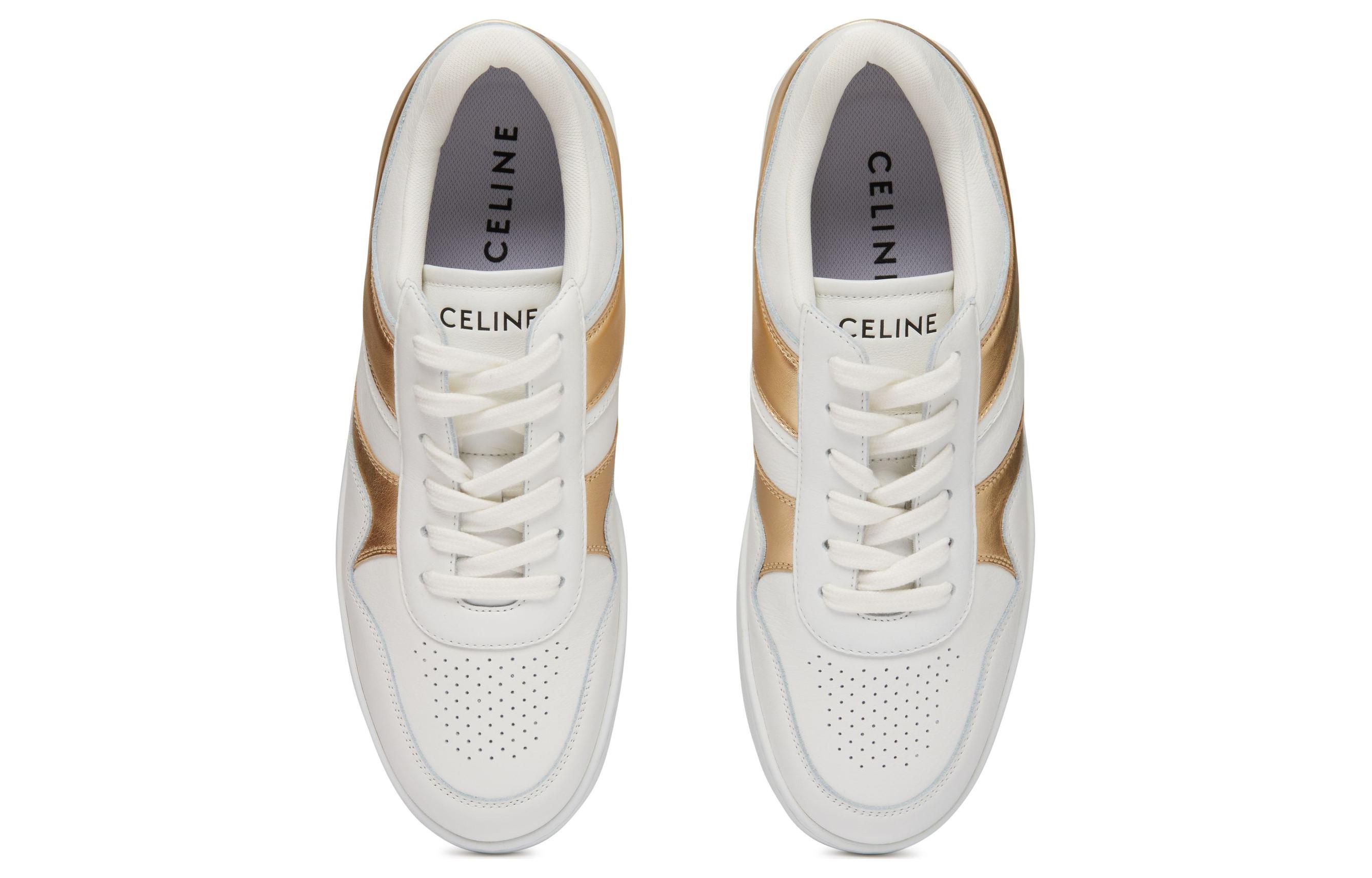 CELINE Stylish Skateboarding Shoes Women's White Gold купить в интернет-магазине Yoocart с быстрой доставкой по России.