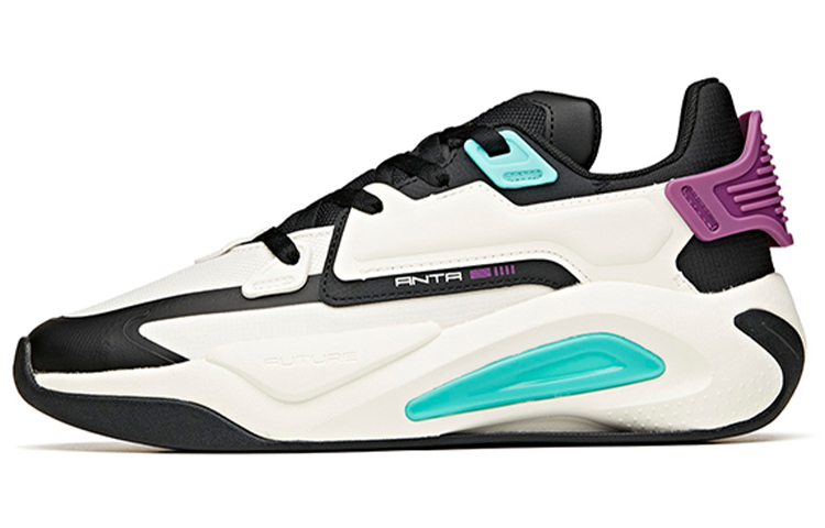 ANTA Life Collection Skateboard Shoes Men's Low top Ivory White/Black/Elf Purple
