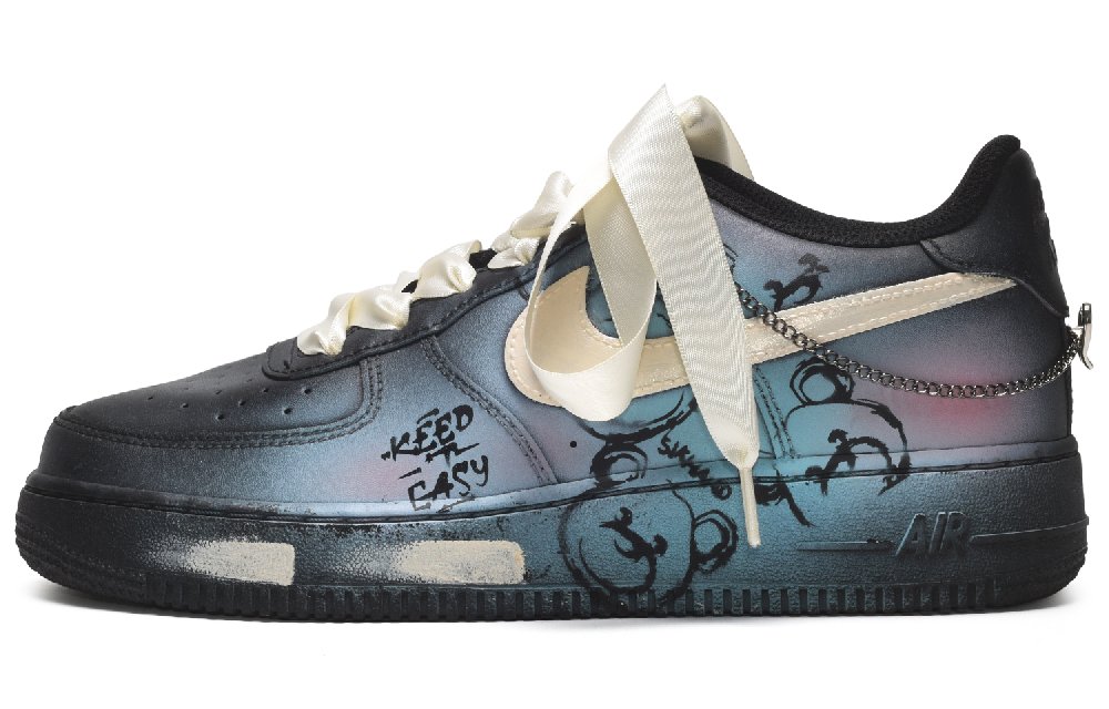Nike Air Force 1 CUS ID Confession Low-Top Skateboard Shoes Men's Black White