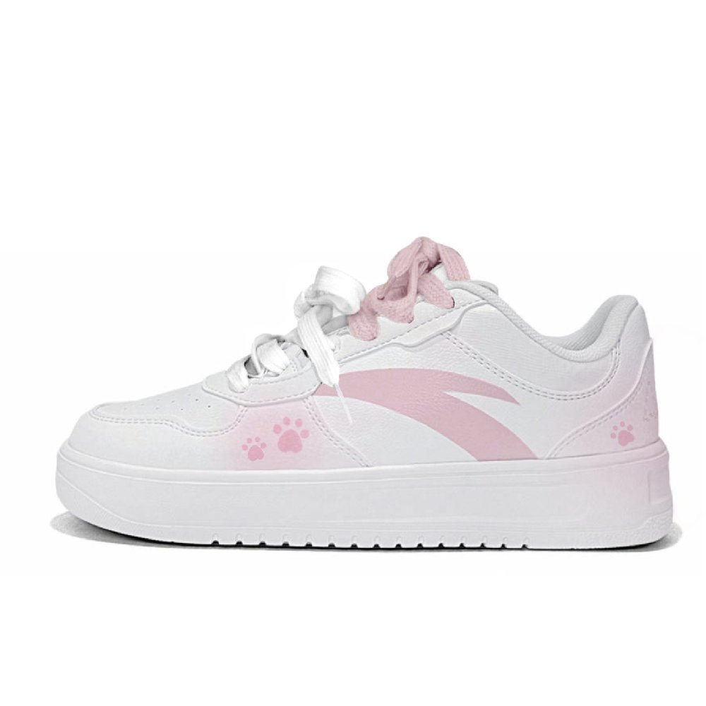 Anta Relaxed Cushioning Abrasion Resistant Breathable Low Top Skateboard Shoes Women's White Pink