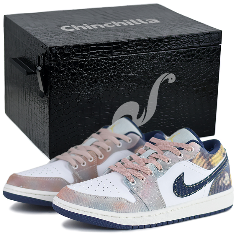 JORDAN Air Jordan 1 Vintage Basketball Shoes Men's Low top Blue/Pink