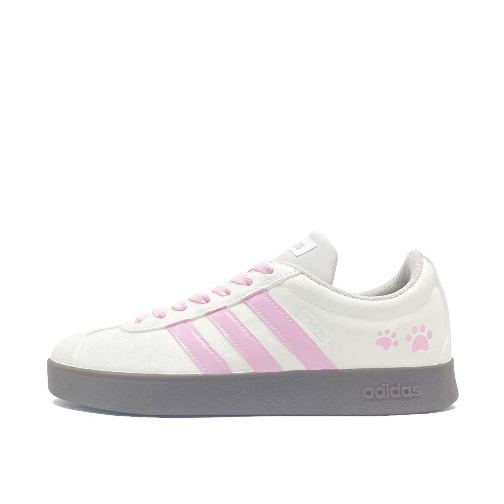 Adidas Neo VL Court Lifestyle Peach Meowji Coverage Abrasion Resistant Low Top Skateboard Shoes Unisex Beige Pink