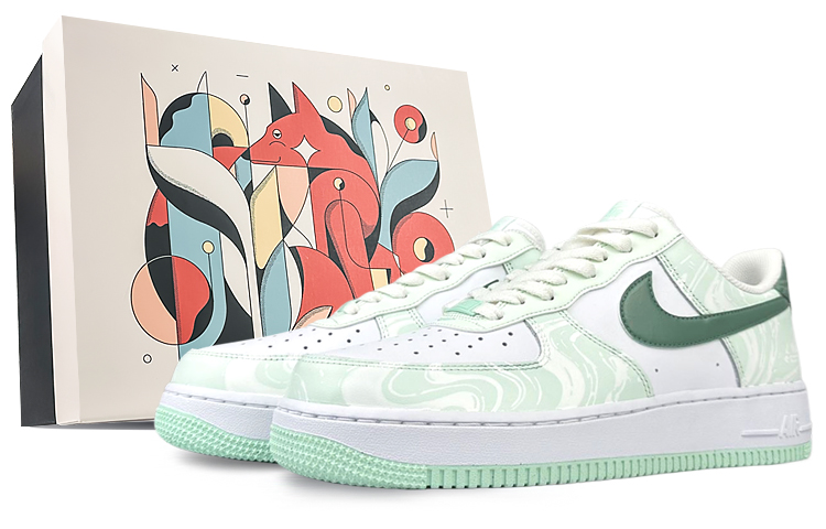 Nike Air Force 1 Durable Breathable Low-Top Skateboard Shoes Men's Green White