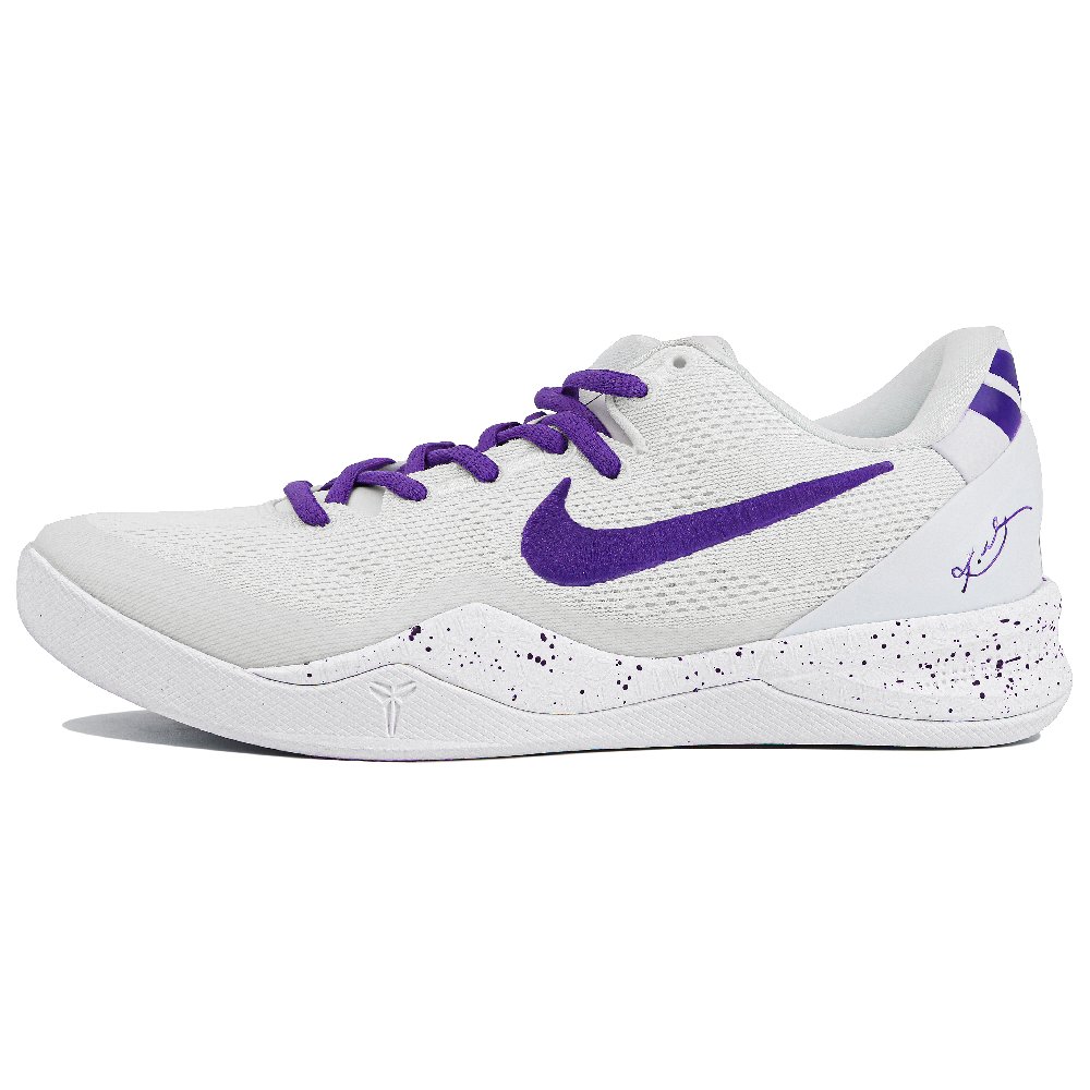 Nike Kobe 8 Cushioned Slip-Resistant Low-Top Basketball Shoes Unisex White Purple