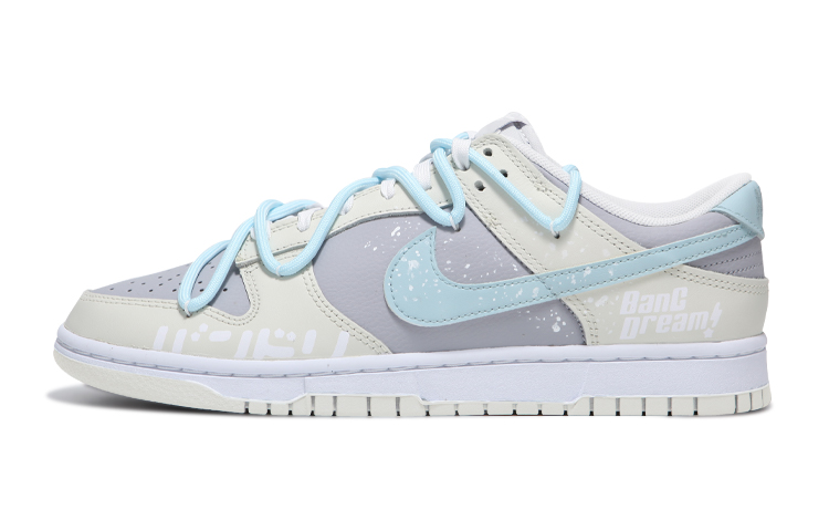 Nike Dunk Low Low-Top Skateboard Shoes Women's Beige Gray Blue