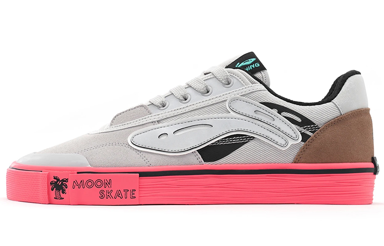 Steven Harrington x LiNing Slip-Resistant Cushioning Wear-Resistant Low-Top Skateboard Shoes Women's White Pink