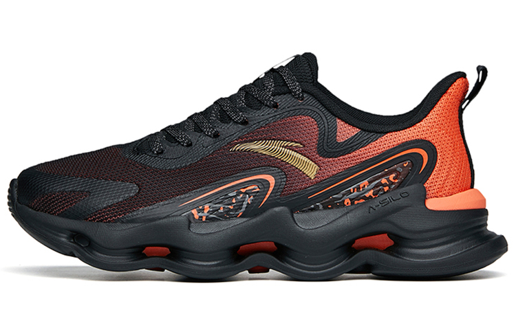 Anta Running Collection Cushioning Anti-Slip And Wear-Resistant Low-Top Running Shoes Men's Black Orange
