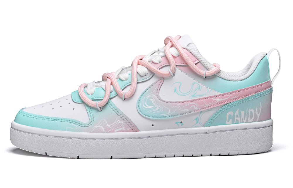 Nike Court Borough Impact-Resistant Quick-Drying Wear-Resistant Low-Top Skateboard Shoes GS Blue Pink