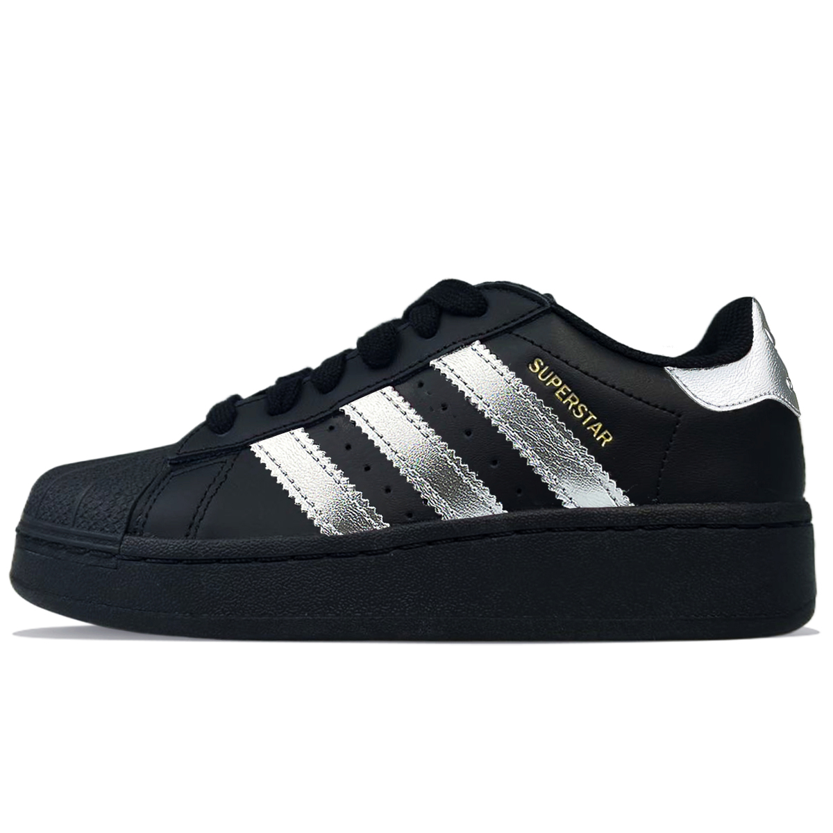 Adidas Originals SUPERSTAR XLG Abrasion Resistant Low Top Skateboard Shoes Unisex Black Silver купить в интернет-магазине Yoocart с быстрой доставкой по России.