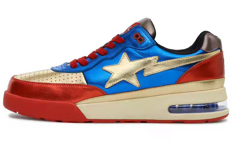 A BATHING APE ROAD STA 'Classic Reborn' Stylish Skateboarding Shoes Women's Red Blue Gold
