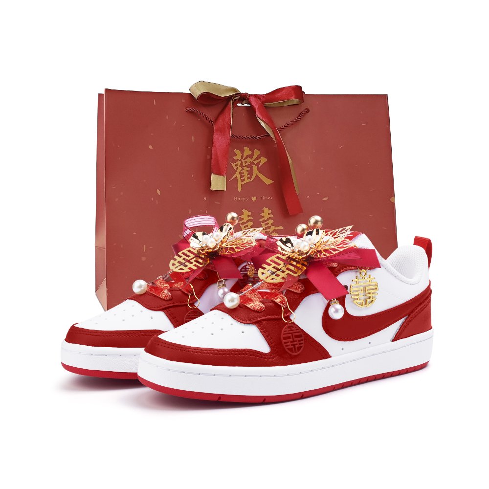 Nike Court Borough 2 Abrasion Resistant Low Top Skateboard Shoes Women's Red