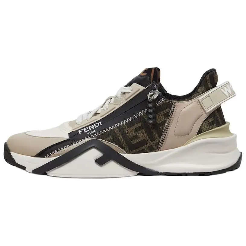 FENDI Flow Ff Jacquard Lace Up Sneakers