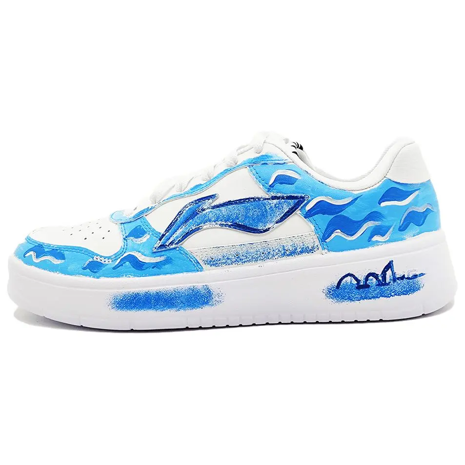 LiNing Pontoon Boats Slip Resistant, Abrasion Resistant, Breathable Low top Skateboard Shoes Men's Blue