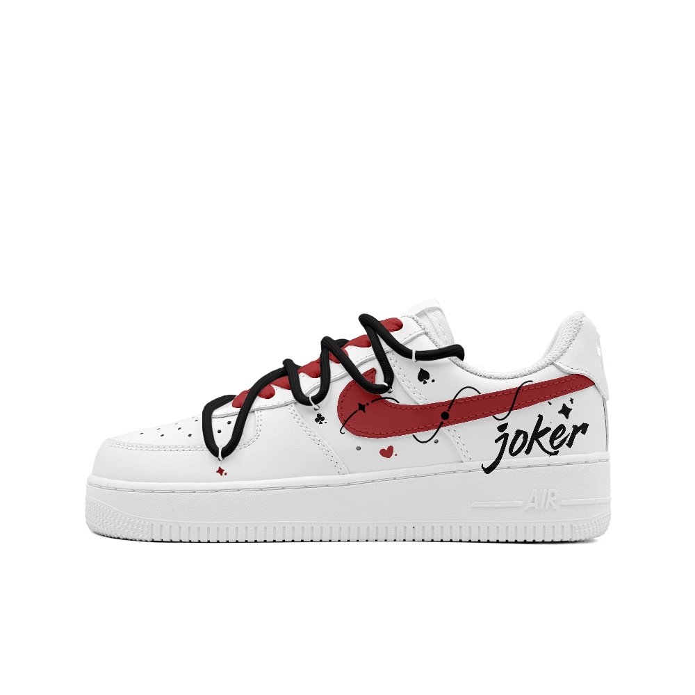 Nike Air Force 1 Anti Slip Wear Resistant Low Top Skateboard Shoes Unisex Black Red