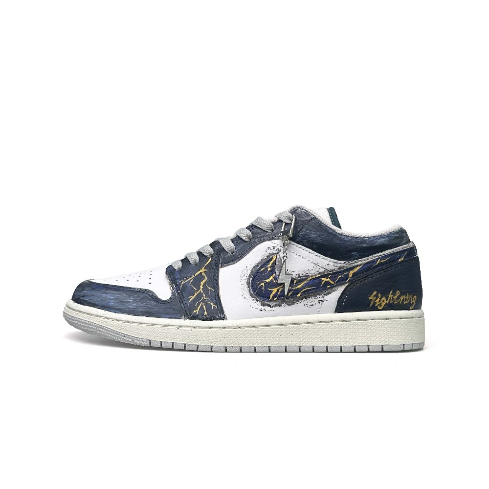 Jordan Air Jordan 1 Low Top Vintage Basketball Shoes Unisex Purple Gold