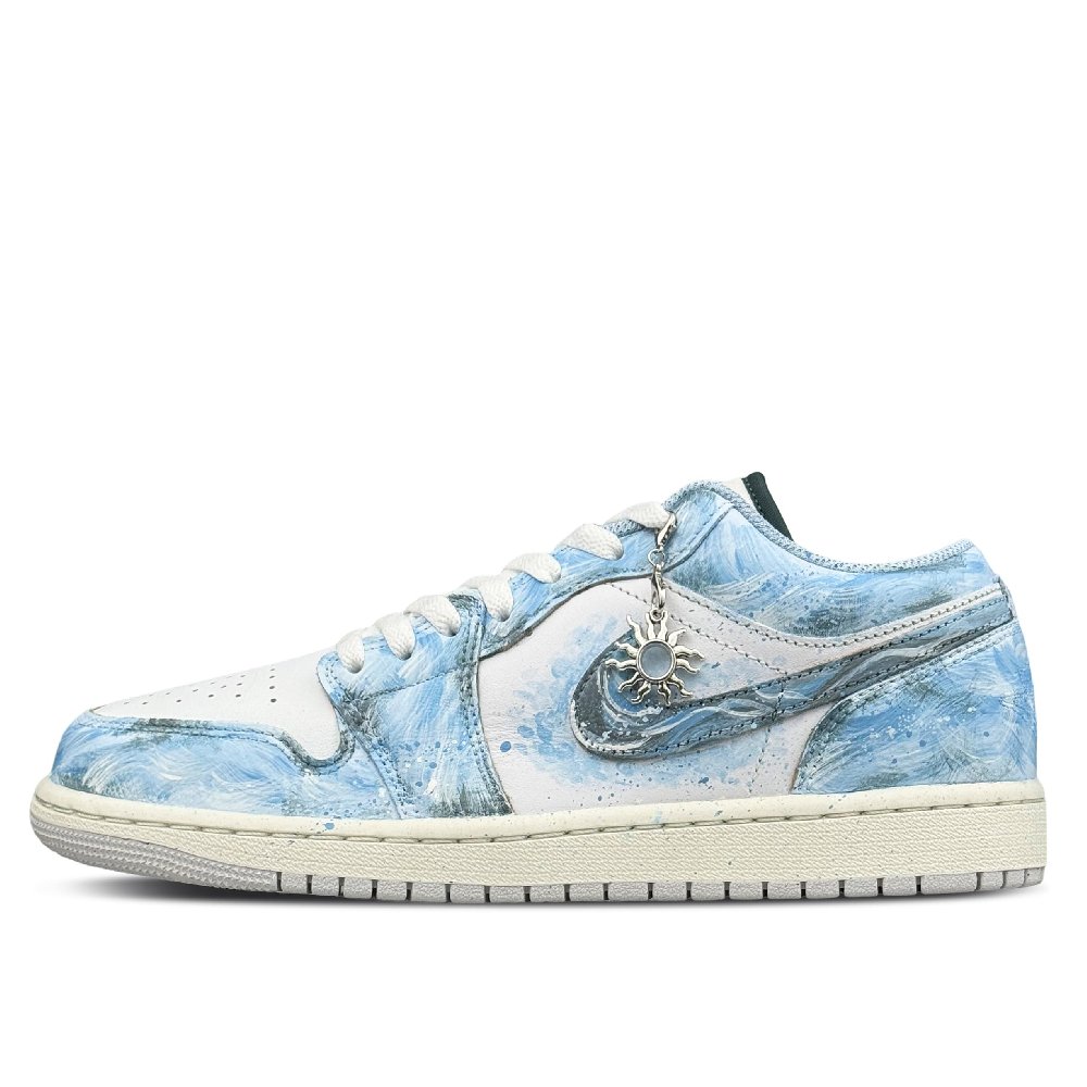Jordan Air Jordan 1 Abrasion Resistant Low Top Vintage Basketball Shoes Unisex Sky Blue
