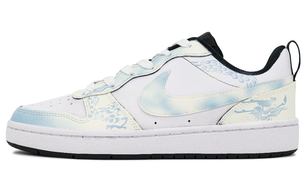 Nike Court Borough Cyan Smoke Non-slip Lightweight Low-Top Skateboard Shoes GS Cyan White