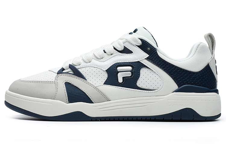FILA FUSION Smash Cushioning Anti-Slip And Wear-Resistant Low-Top Vintage Basketball Shoes Men's White Blue