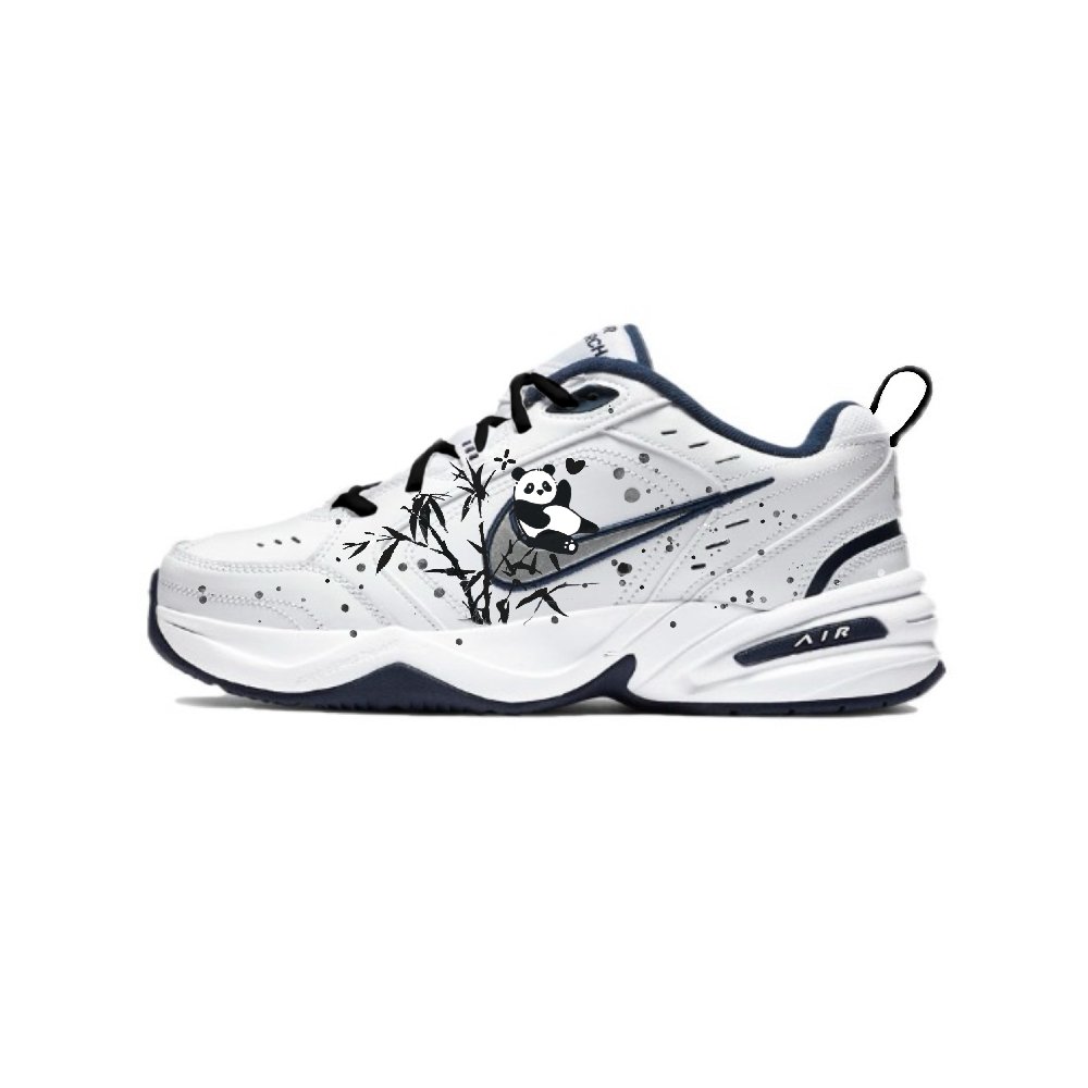 Nike Air Monarch 4 Anti-Slip And Wear-Resistant Height Increasing Low-Top Chunky Sneakers Unisex Black White