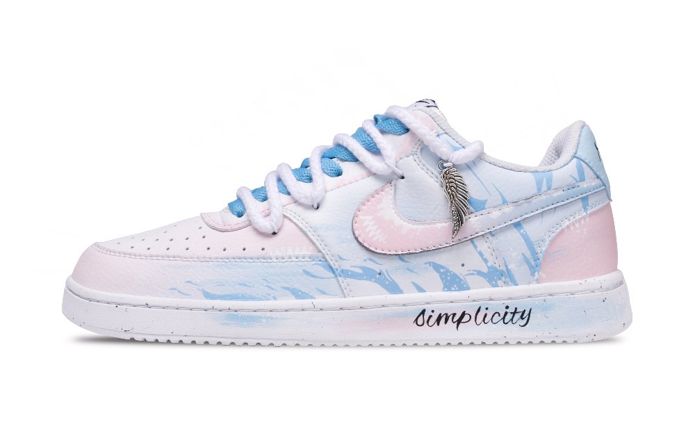 Nike Court Vision 1 Dreamy Wing Slip Resistant Shock Absorbers Low Top Skateboard Shoes Men's Light Blue