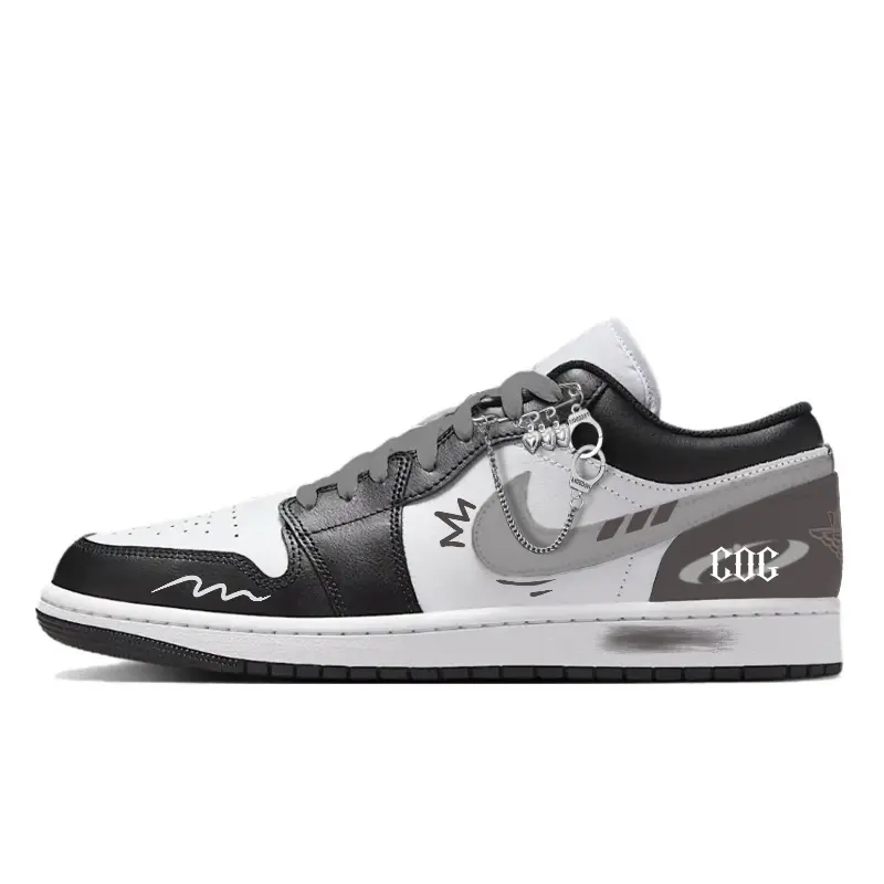 Jordan Air Jordan 1 Gravity Gears Abrasion Resistant Low Top Vintage Basketball Shoes Men's Black Gray купить в интернет-магазине Yoocart с быстрой доставкой по России.