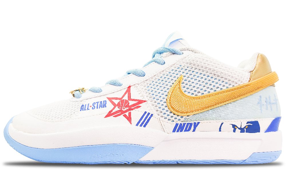 Nike Ja 1 Shock Absorbers Slip Resistant Low Top Basketball Shoes Unisex Blue White