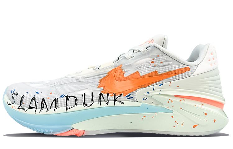 Nike Air Zoom G.T. Cut 2 Cushioned Slip-Resistant Low-Top Basketball Shoes Unisex Gray Orange
